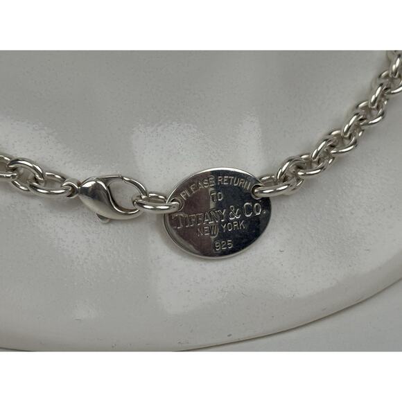 Tiffany & Co Sterling Silver Oval Choker Tag Necklace 15.5" - Picture 5 of 7
